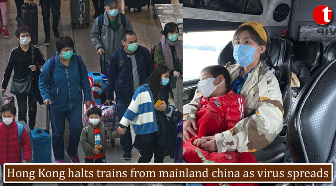 Hong Kong halts trains from mainland china as virus spreads