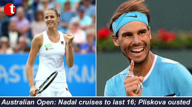 Australian Open: Nadal cruises to last 16; Pliskova ousted