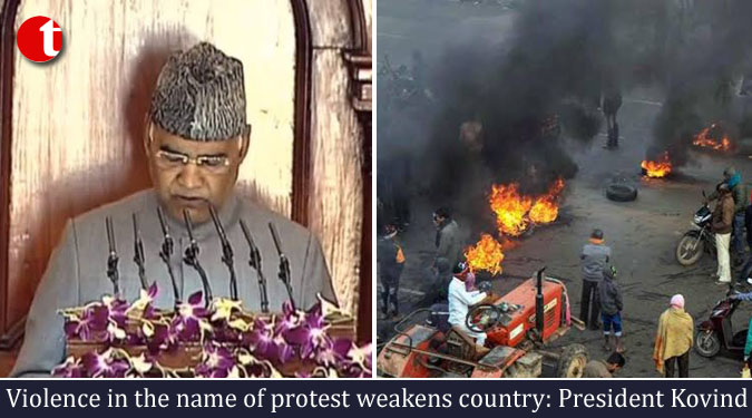 Violence in the name of protest weakens country: President Kovind