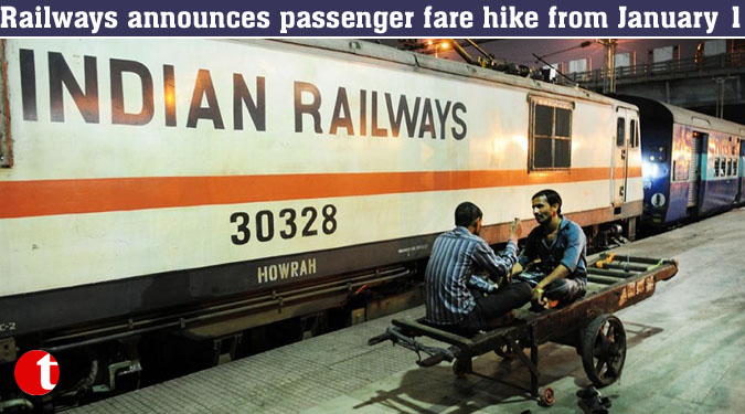Railways announces passenger fare hike from January 1