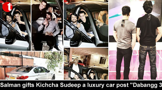 Salman gifts Kichcha Sudeep a luxury car post ''Dabangg 3''