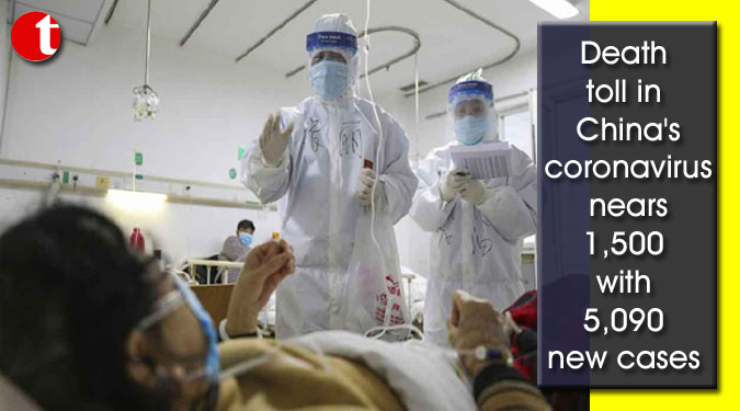 Death toll in China's coronavirus nears 1,500 with 5,090 new cases