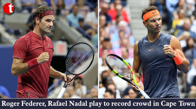 Roger Federer, Rafael Nadal play to record crowd in Cape Town