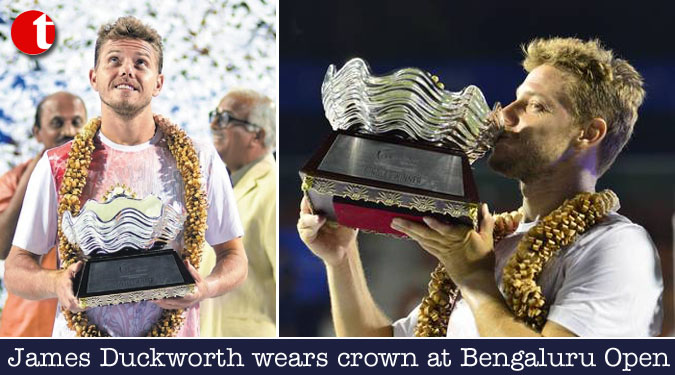 James Duckworth wears crown at Bengaluru Open