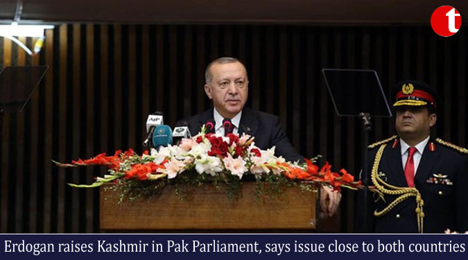 Erdogan raises Kashmir in Pak Parliament, says issue close to both countries