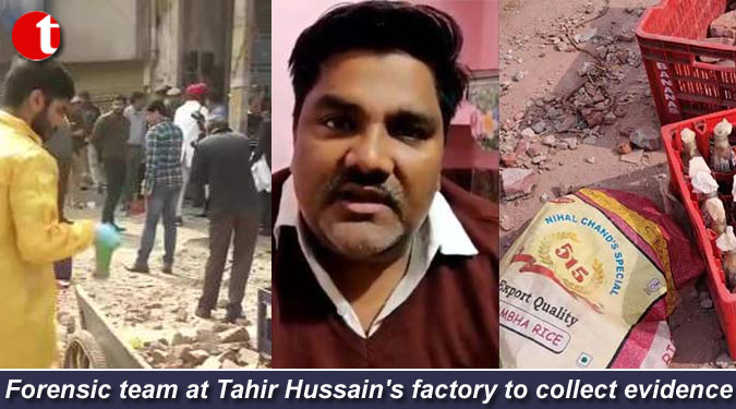 Forensic team at AAP MLA Tahir Hussain’s factory to collect evidence