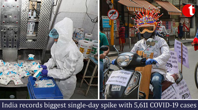 India records biggest single-day spike with 5,611 COVID-19 cases