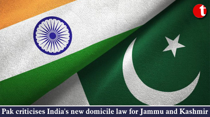 Pak criticises India's new domicile law for Jammu and Kashmir