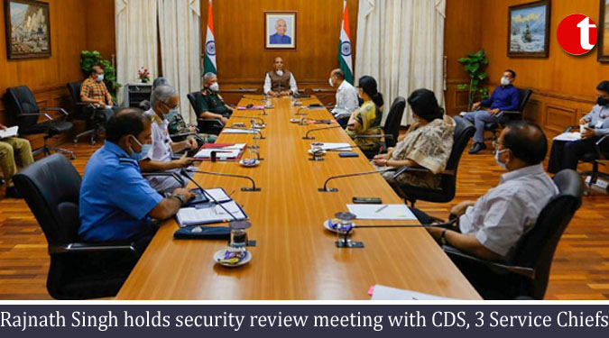 Rajnath Singh holds security review meeting with CDS, 3 Service Chiefs