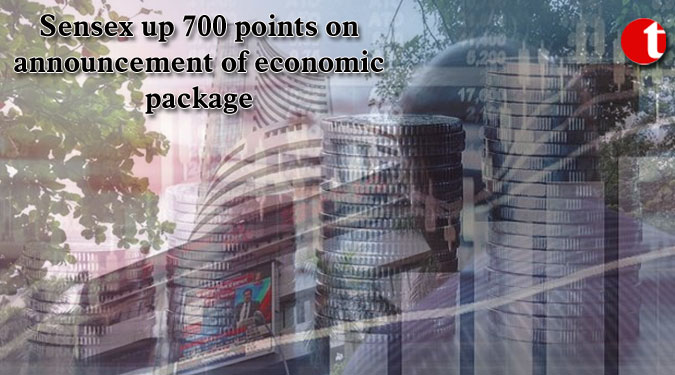 Sensex up 700 points on announcement of economic package