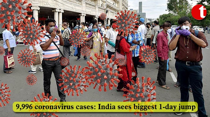 9,996 coronavirus cases: India sees biggest 1-day jump