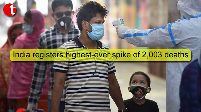 India registers highest-ever spike of 2,003 deaths