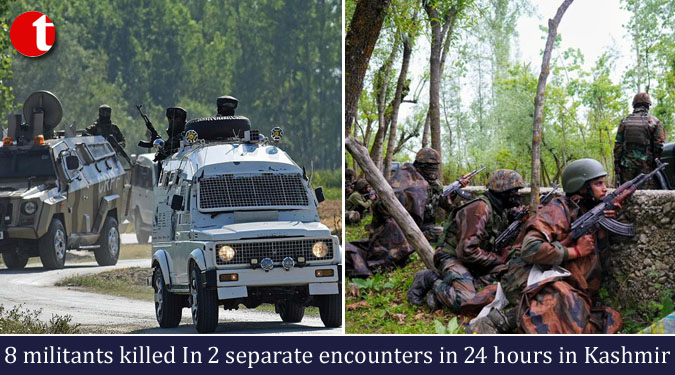 8 militants killed In 2 separate encounters in 24 hours in Kashmir