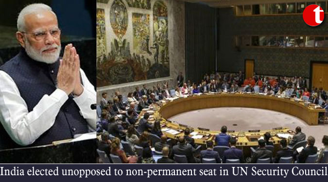 India elected unopposed to non-permanent seat in UN Security Council