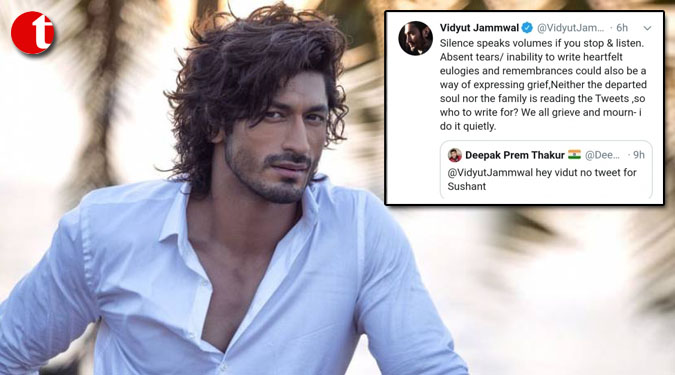 Vidyut Jammwal on ”no tweet for Sushant” comment: Silence speaks volumes