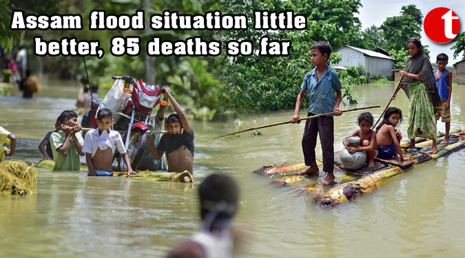 Assam flood situation little better, 85 deaths so far