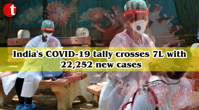 India’s COVID-19 tally crosses 7L with 22,252 new cases