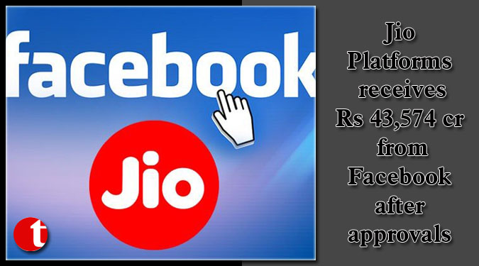 Jio Platforms receives Rs 43,574 cr from Facebook after approvals