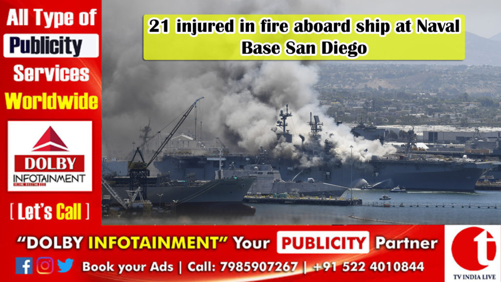 21 injured in fire aboard ship at Naval Base San Diego