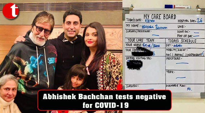 Abhishek Bachchan tests negative for COVID-19