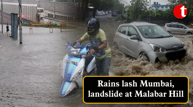 Rains lash Mumbai, landslide at Malabar Hill