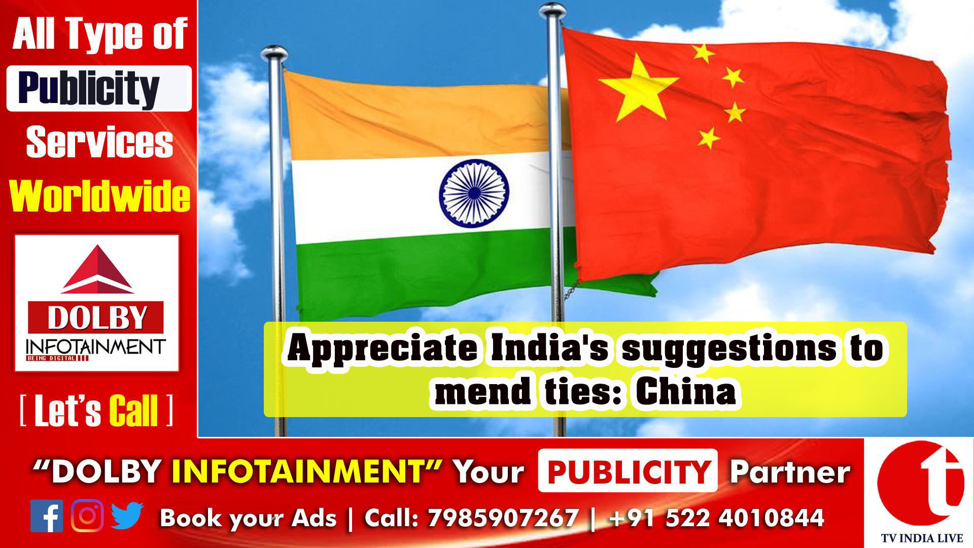 Appreciate India's suggestions to mend ties: China