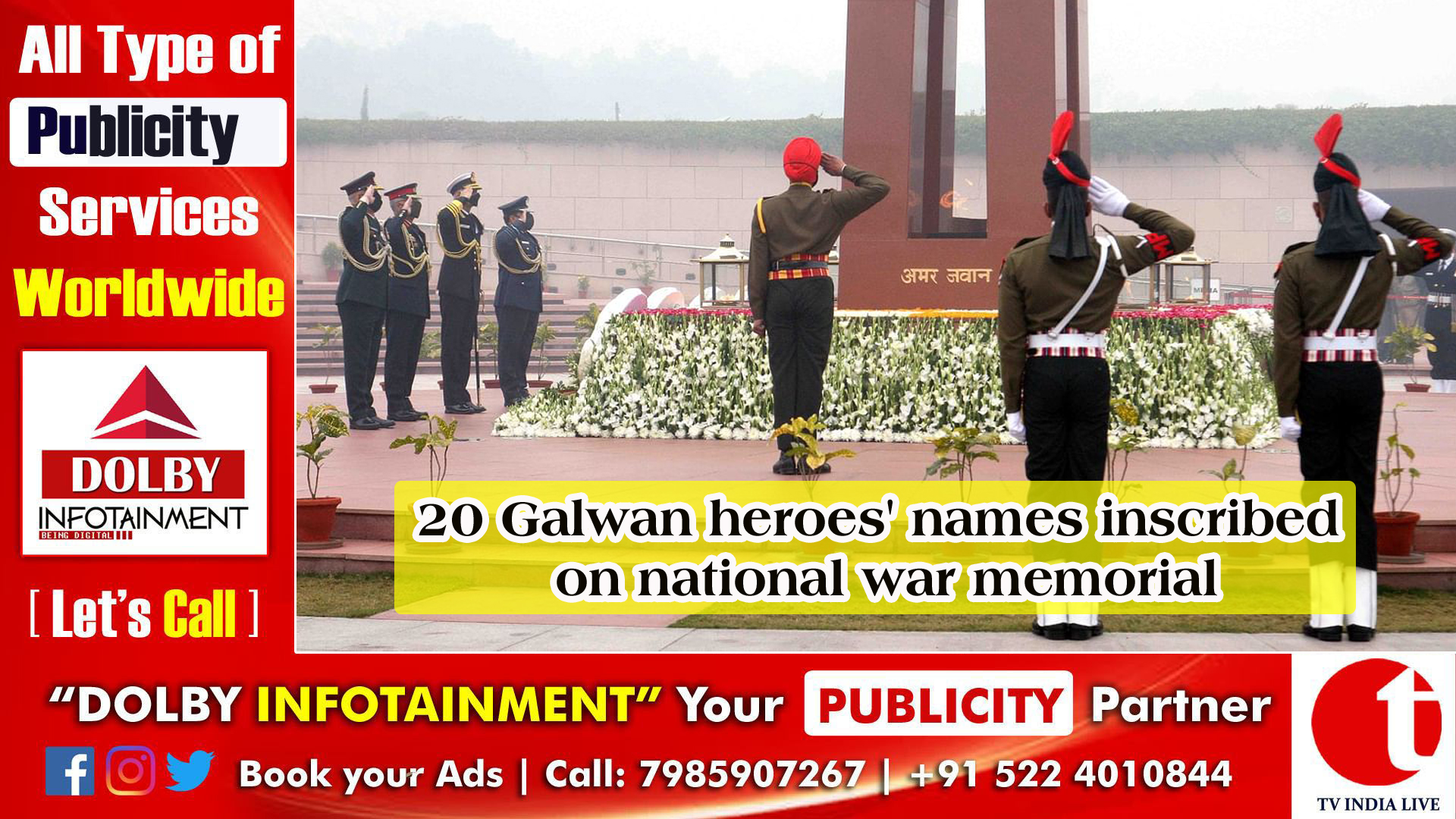 20 Galwan heroes' names inscribed on national war memorial