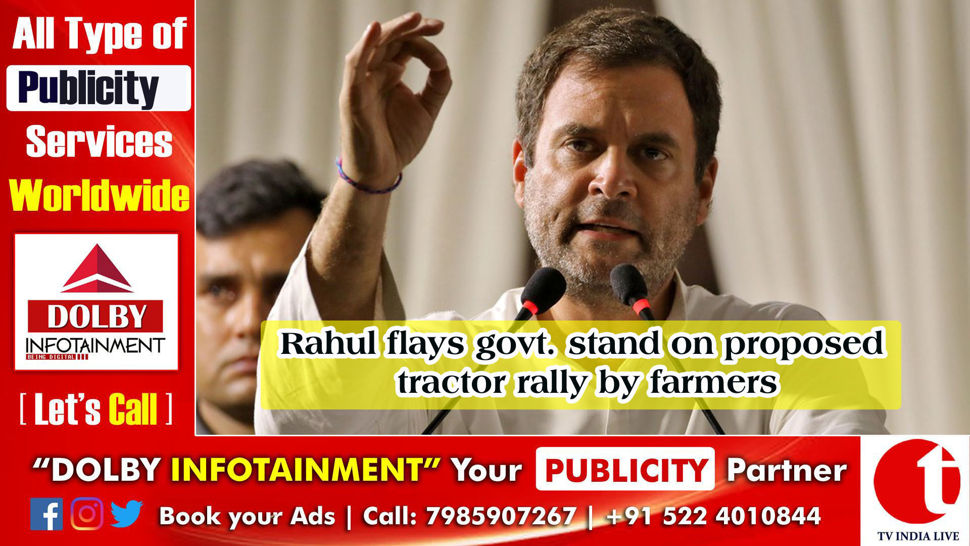 Rahul flays govt. stand on proposed tractor rally by farmers