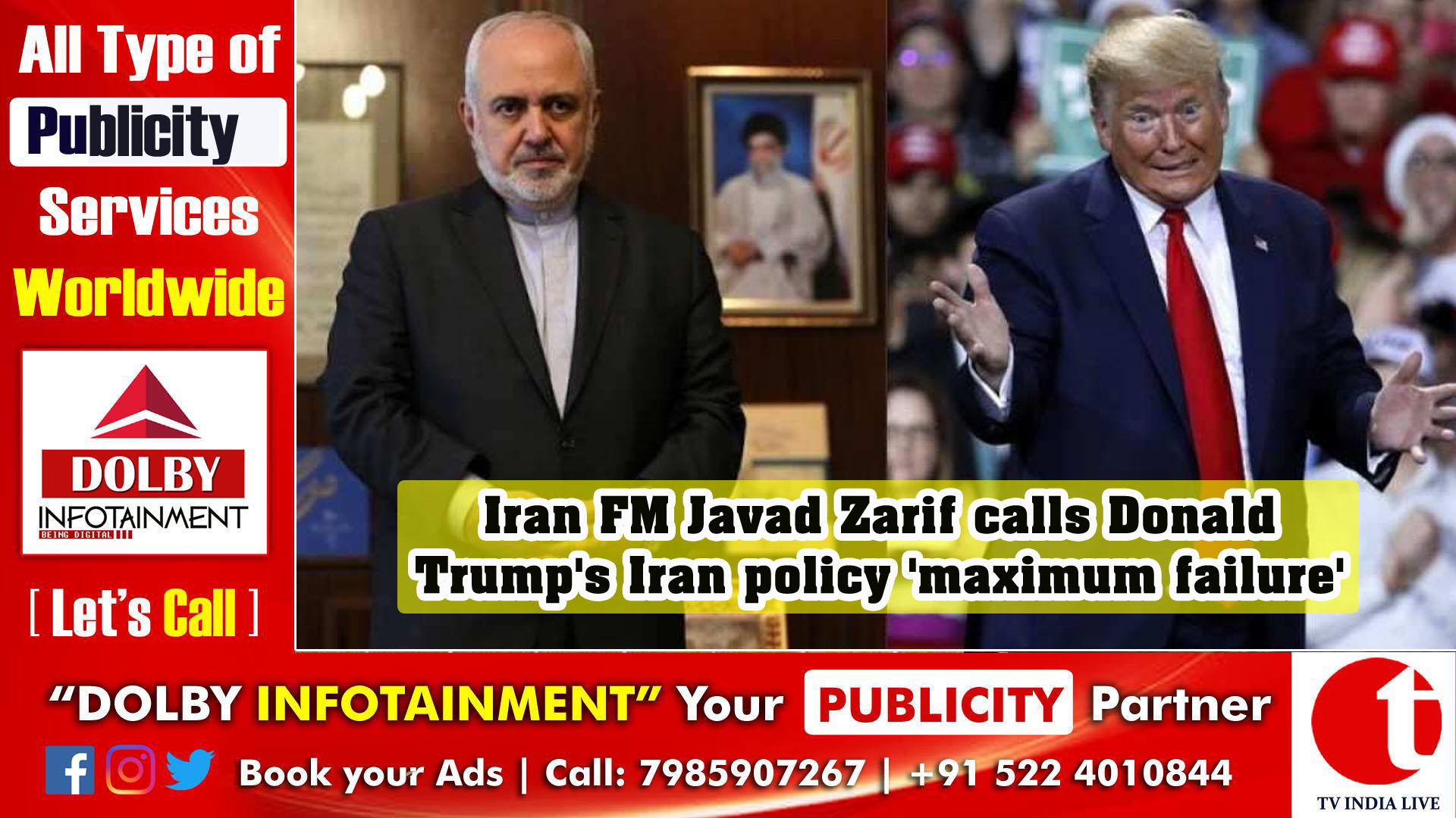 Iran FM Javad Zarif calls Donald Trump's Iran policy 'maximum failure'