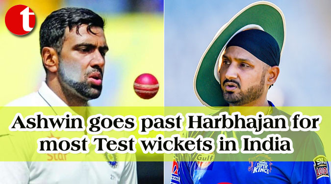 Ashwin goes past Harbhajan for most Test wickets in India