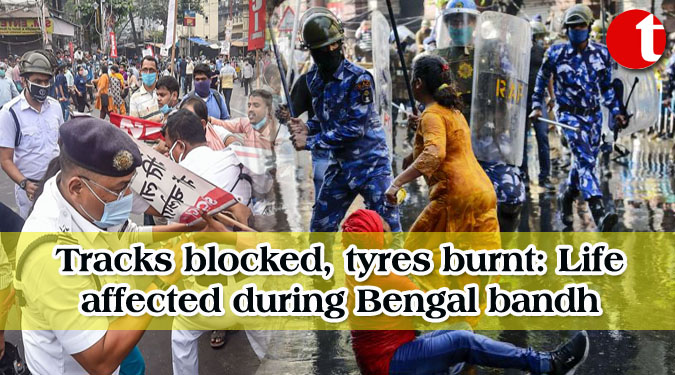 Tracks blocked, tyres burnt: Life affected during Bengal bandh
