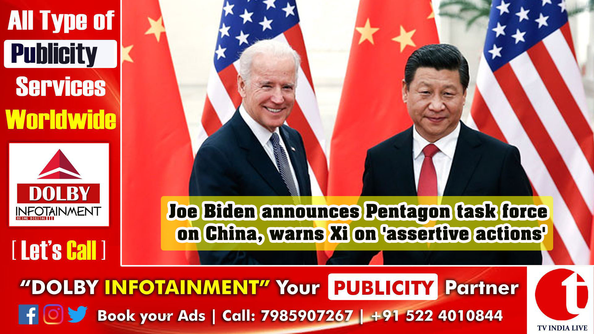 Joe Biden announces Pentagon task force on China, warns Xi on 'assertive actions'