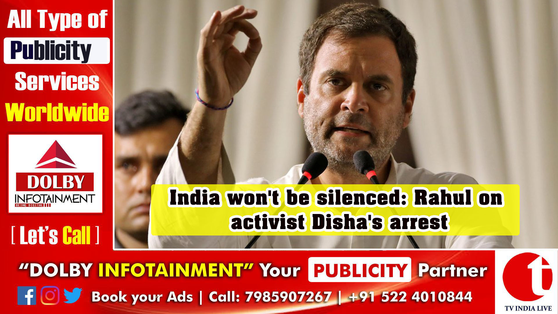 India won't be silenced: Rahul on activist Disha's arrest