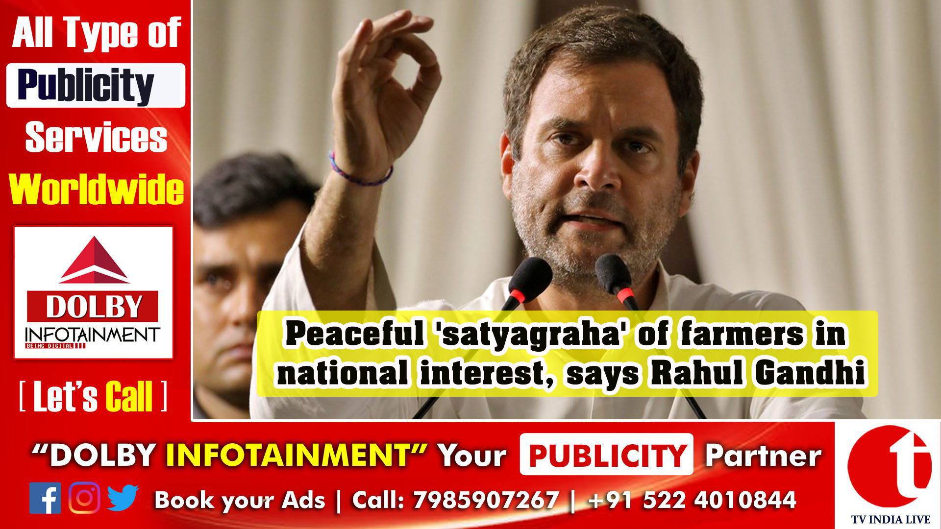 Peaceful 'satyagraha' of farmers in national interest, says Rahul Gandhi