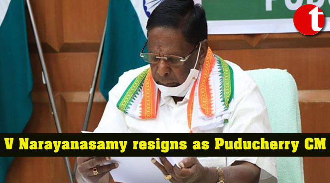 V Narayanasamy resigns as Puducherry CM