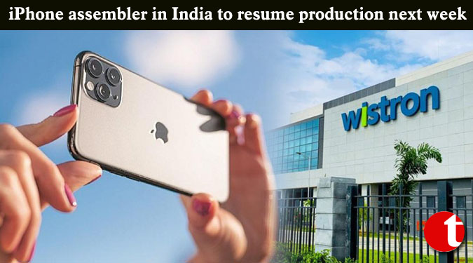 iPhone assembler in India to resume production next week