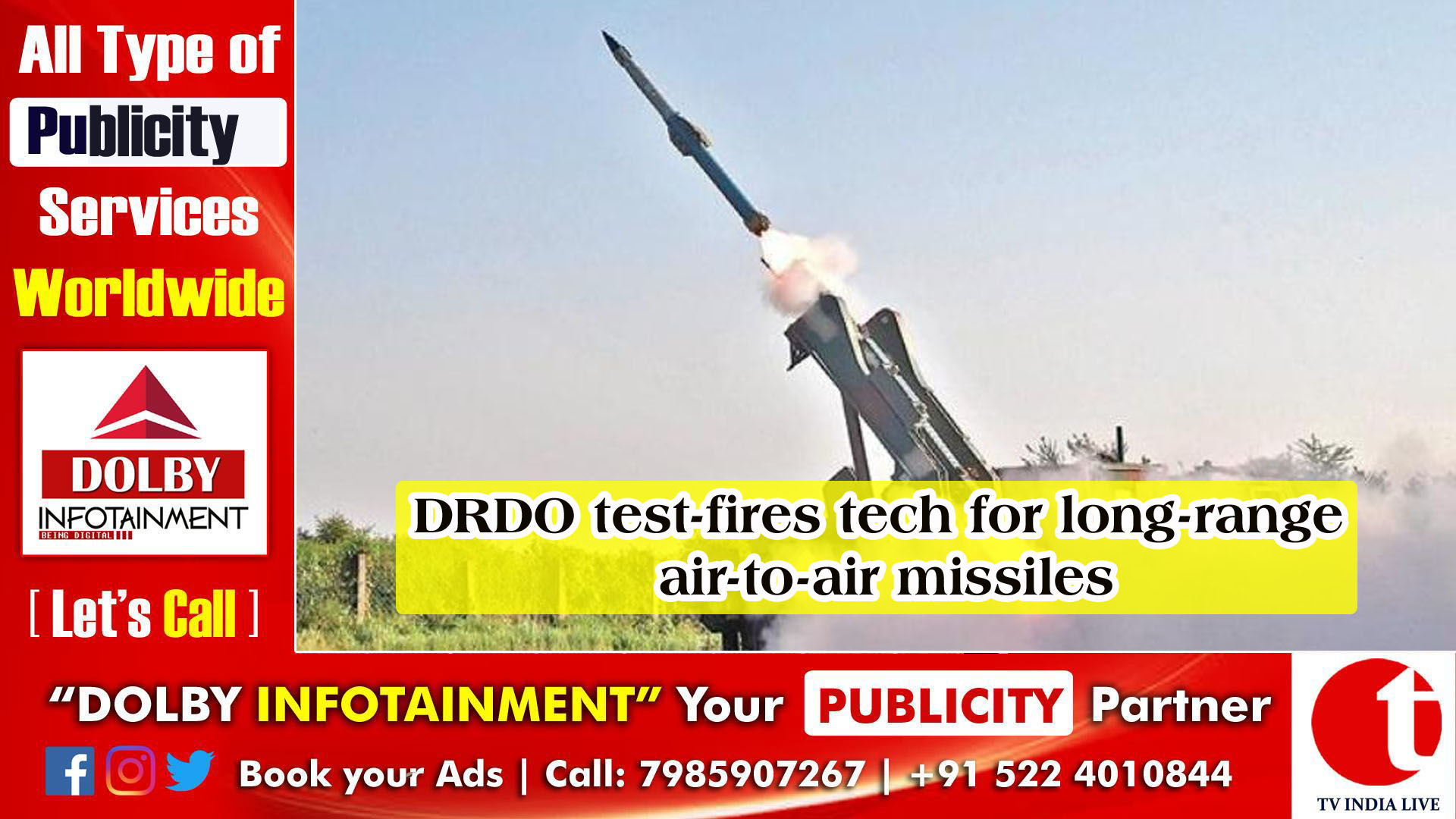 DRDO test-fires tech for long-range air-to-air missiles