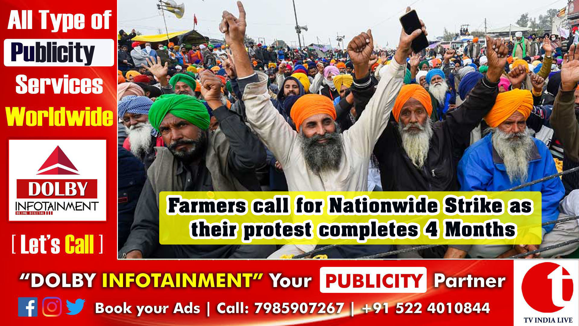 Farmers call for Nationwide Strike as their protest completes 4 Months