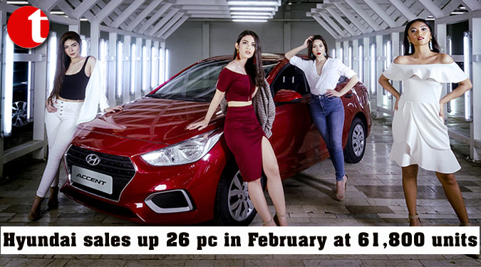 Hyundai sales up 26 pc in February at 61,800 units