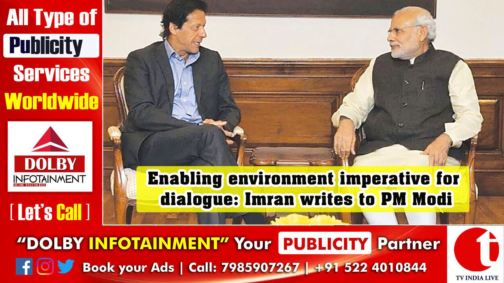 Enabling environment imperative for dialogue: Imran writes to PM Modi