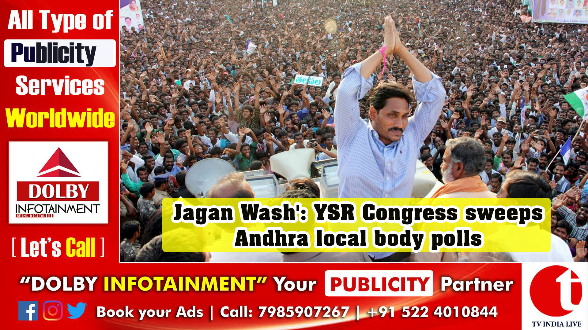 Jagan Wash': YSR Congress sweeps Andhra local body polls