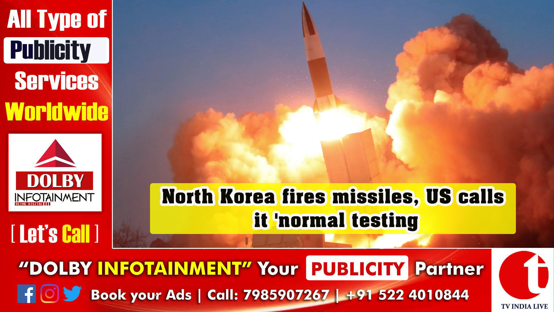 North Korea fires missiles, US calls it 'normal testing