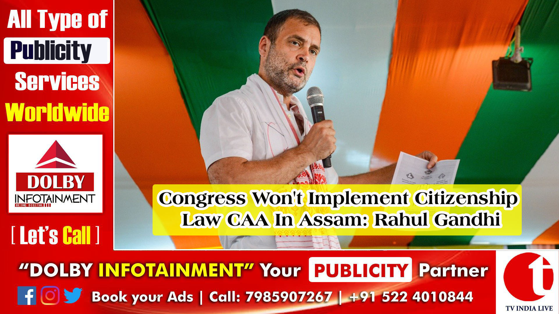 Congress Won't Implement Citizenship Law CAA In Assam: Rahul Gandhi