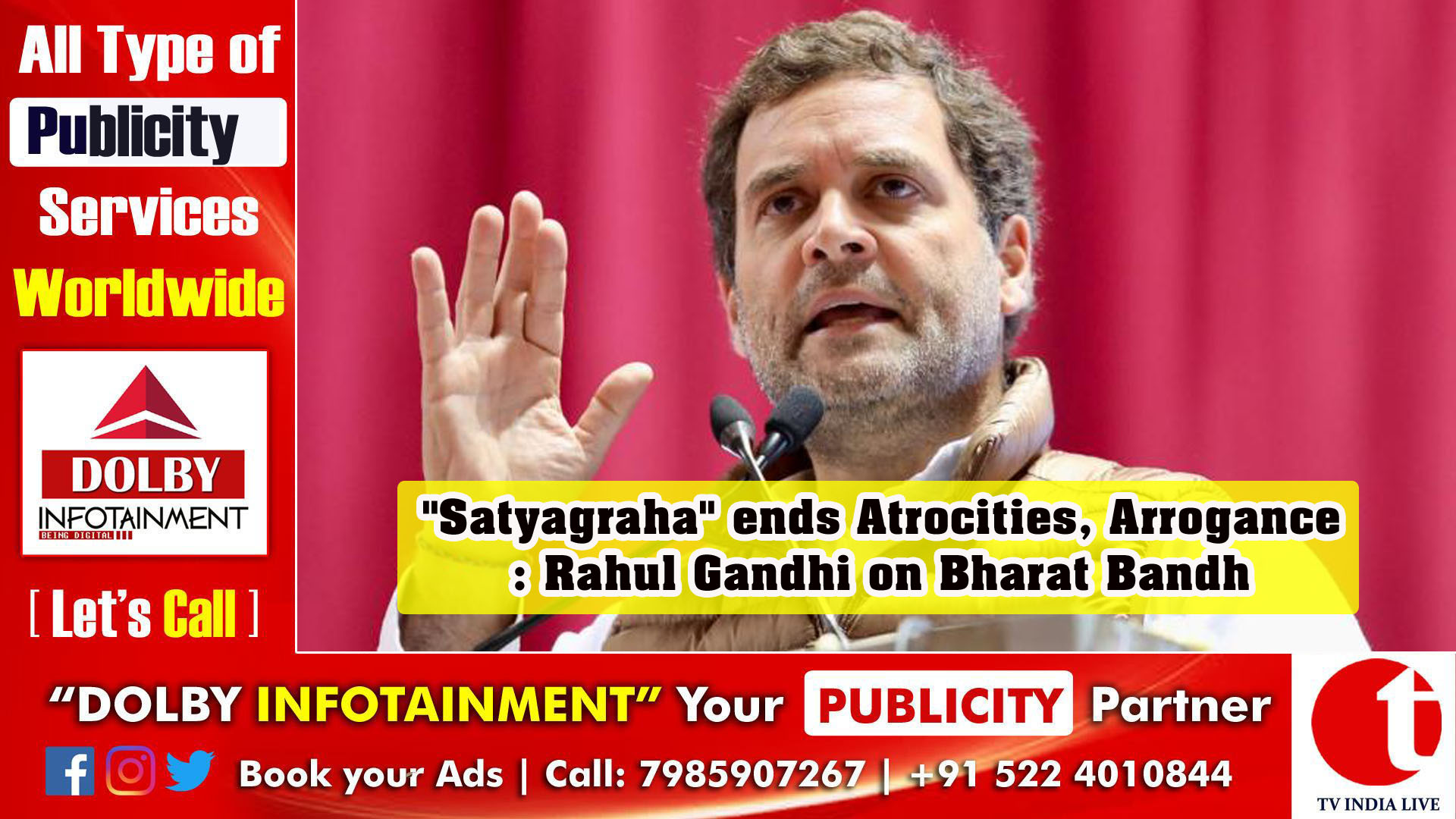 "Satyagraha" ends Atrocities, Arrogance: Rahul Gandhi on Bharat Bandh