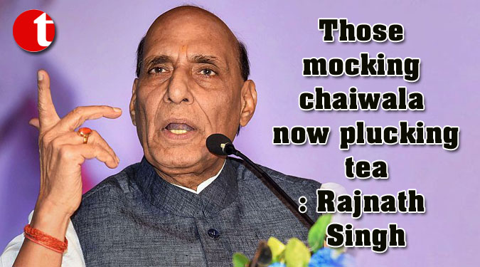 Those mocking chaiwala now plucking tea: Rajnath Singh