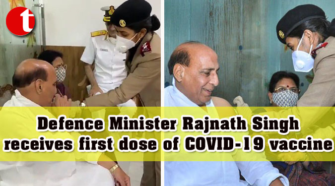 Defence Minister Rajnath Singh receives first dose of COVID-19 vaccine