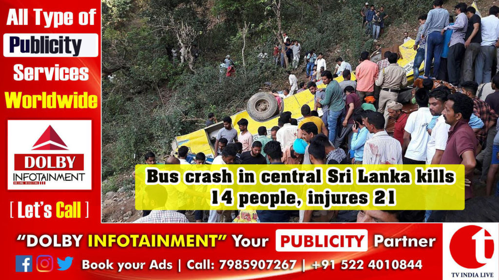Bus crash in central Sri Lanka kills 14 people, injures 21