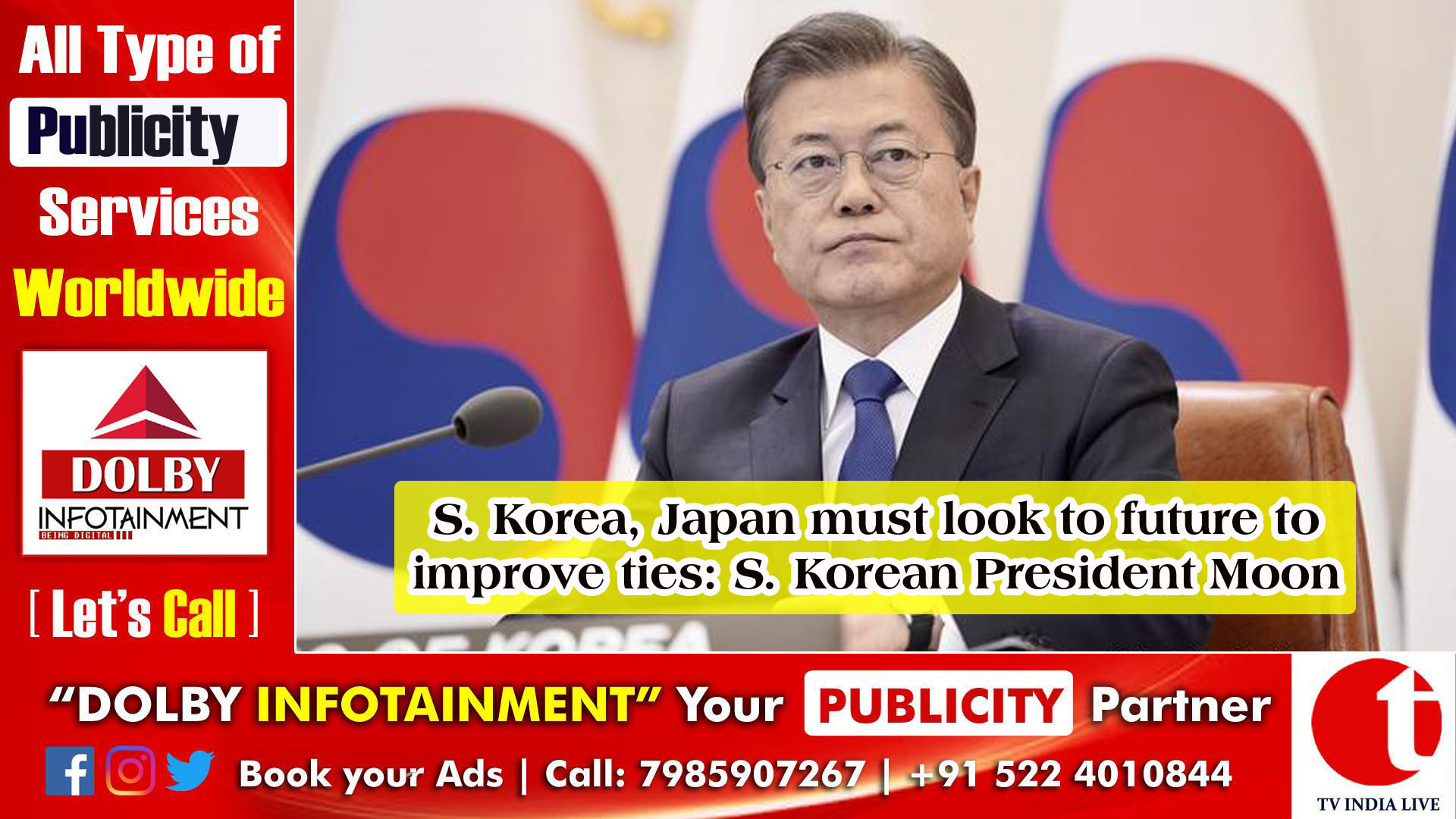 S. Korea, Japan must look to future to improve ties: S. Korean President Moon