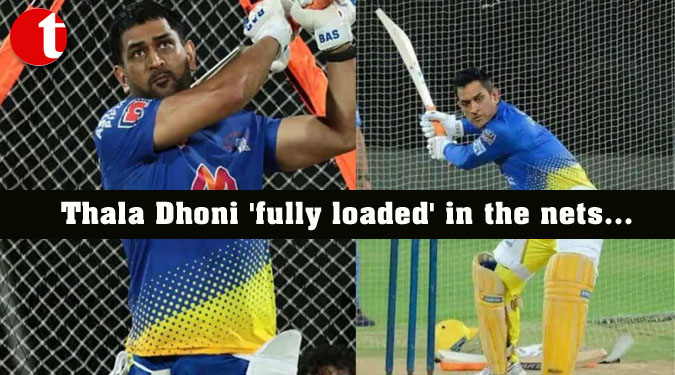 Thala Dhoni ‘fully loaded’ in the nets…