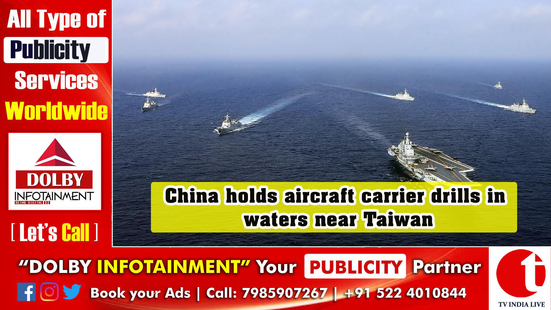 China holds aircraft carrier drills in waters near Taiwan